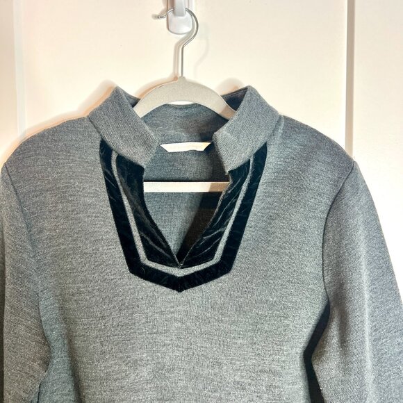 Soft Surroundings Runway Pullover Velvet Trim Tunic Sweater Knit Top Sz Large - Picture 4 of 5